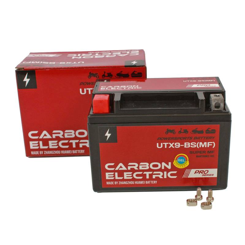 Carbon Electric Batterie UTX9-BS Motorradbatterie YTX9-BS 12V 8Ah Motorrad Roller Rollerbatterie von Carbon Electric