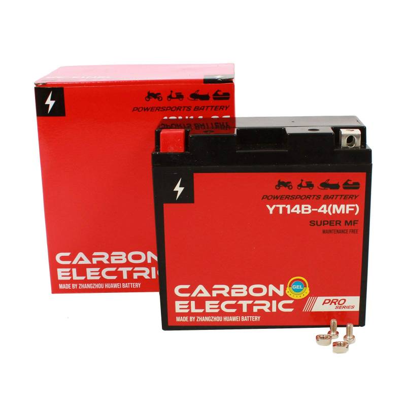 Carbon Electric Gel Batterie YT14B-4 Motorradbatterie 12V 12Ah Motorrad Roller Rollerbatterie von Carbon Electric