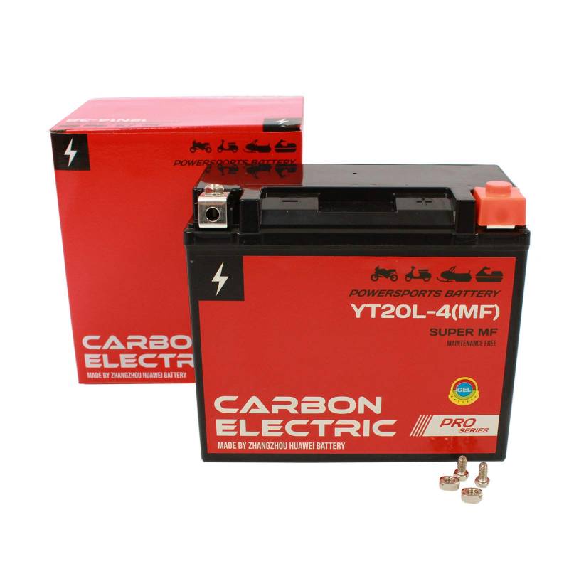 Carbon Electric Gel Batterie YT20L-4 Motorradbatterie 12V 20Ah Motorrad Roller Quad Batterie von Carbon Electric