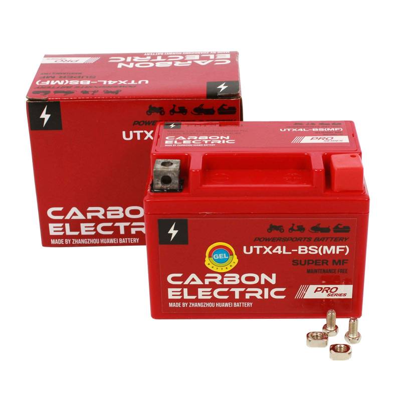 Carbon Electric Gel Batterie YTX4L-BS 12V 4Ah Vorgeladen Versiegelt Wartungsfrei vergleichbar YTX5L-BS YB4L-B für Motorrad von Carbon Electric