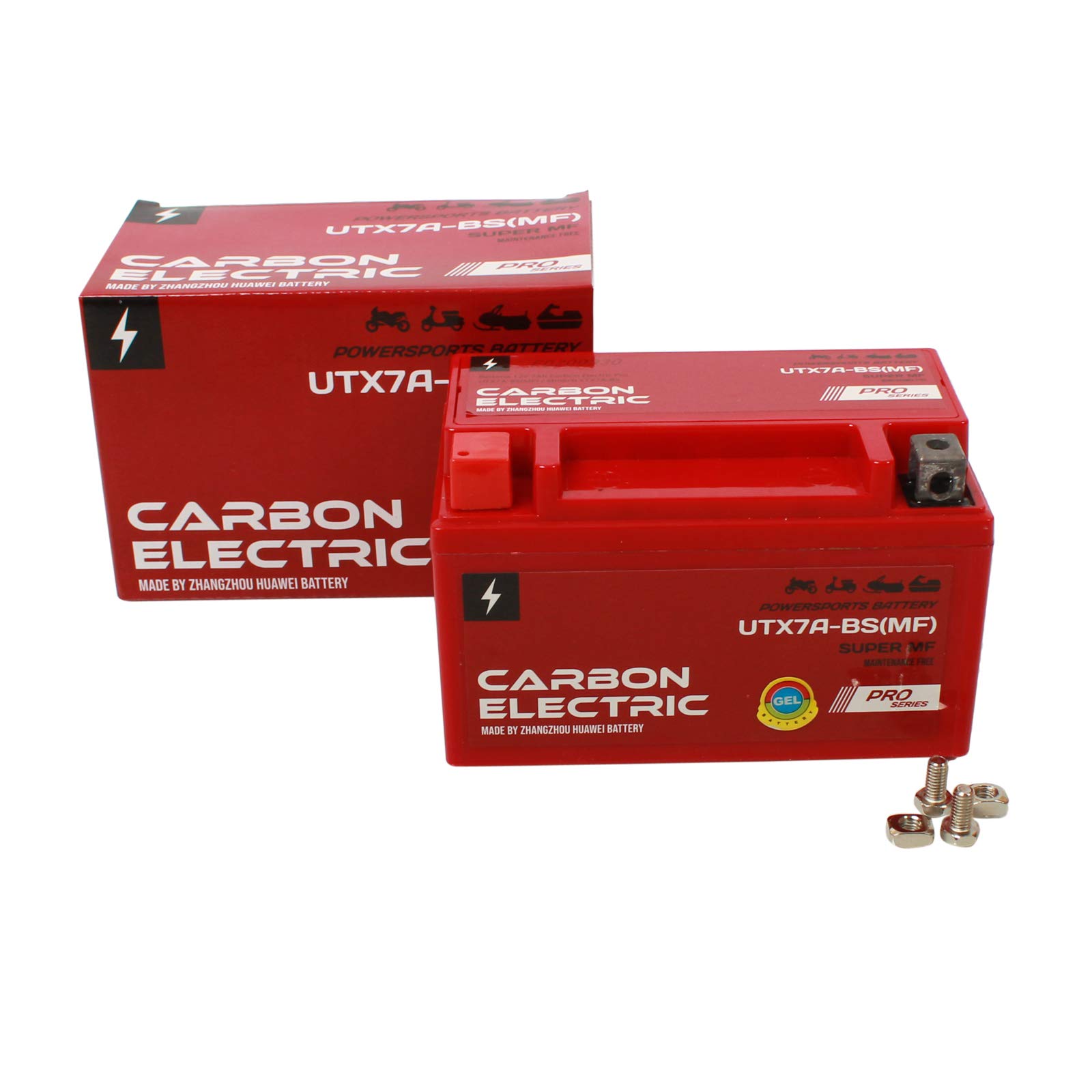 Carbon Electric Gel Batterie YTX7A-BS UTX7A-BS 12V 7Ah Wartungsfrei Versiegelt Akkumulator Motorrad Roller Motorradbatterie Rollerbatterie von Carbon Electric