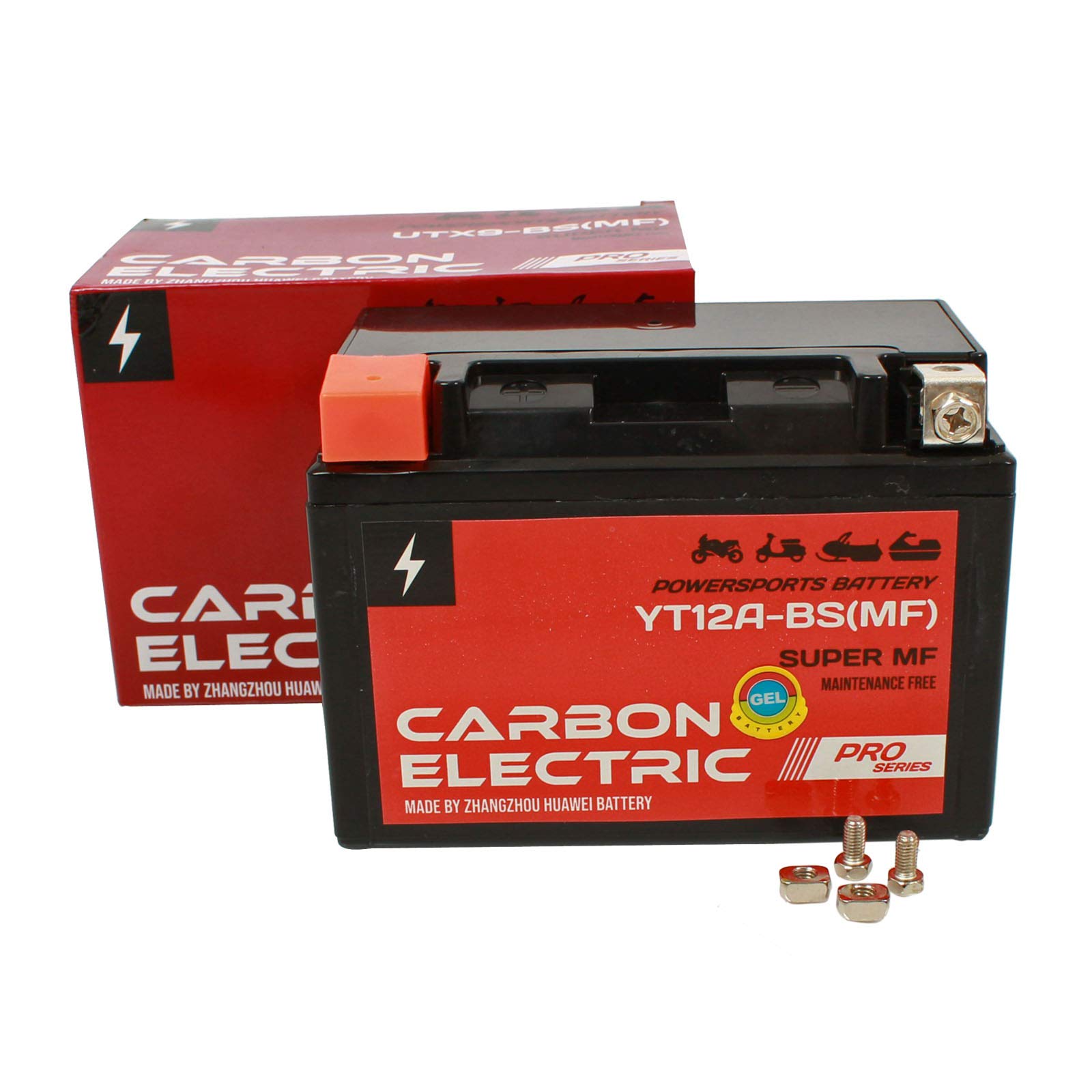 Carbon Electric YT12A-BS MF Gel Batterie 12 V 9.5 Ah Wartungsfrei Versiegelt Motorrad Roller Motorradbatterie Rollerbatterie von Carbon Electric