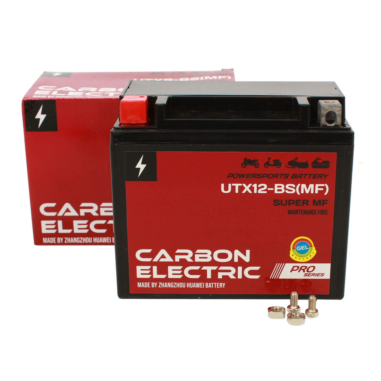 Carbon Electric YTX12-BS Gel Batterie UTX12-BS 12 V 10 Ah Wartungsfrei Versiegelt Motorrad Roller Motorradbatterie Rollerbatterie von Carbon Electric