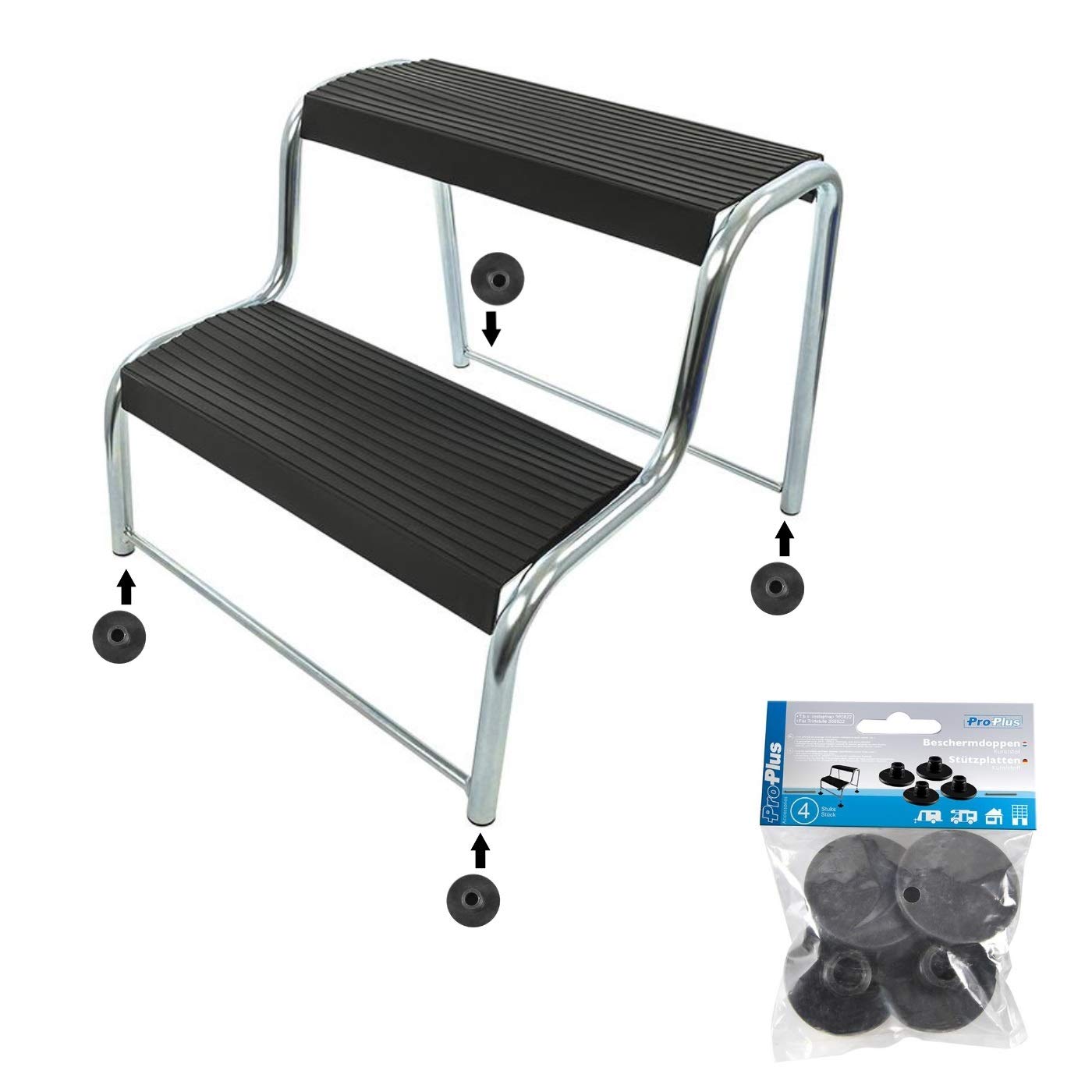 Doppeltrittstufe mit 4 Stützplatten Kunststoff Füße Trittstufe Camping Wohnwagen von YESMOO