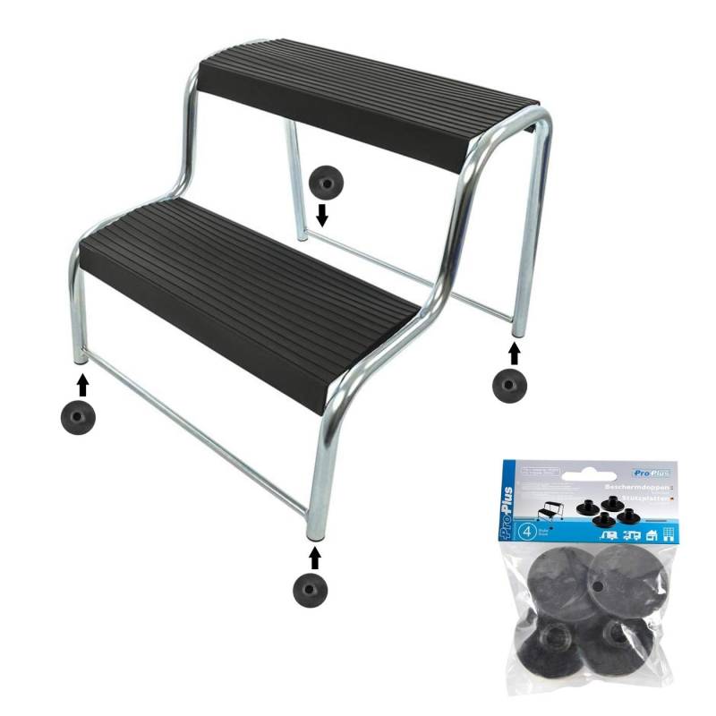 Doppeltrittstufe mit 4 Stützplatten Kunststoff Füße Trittstufe Camping Wohnwagen von YESMOO