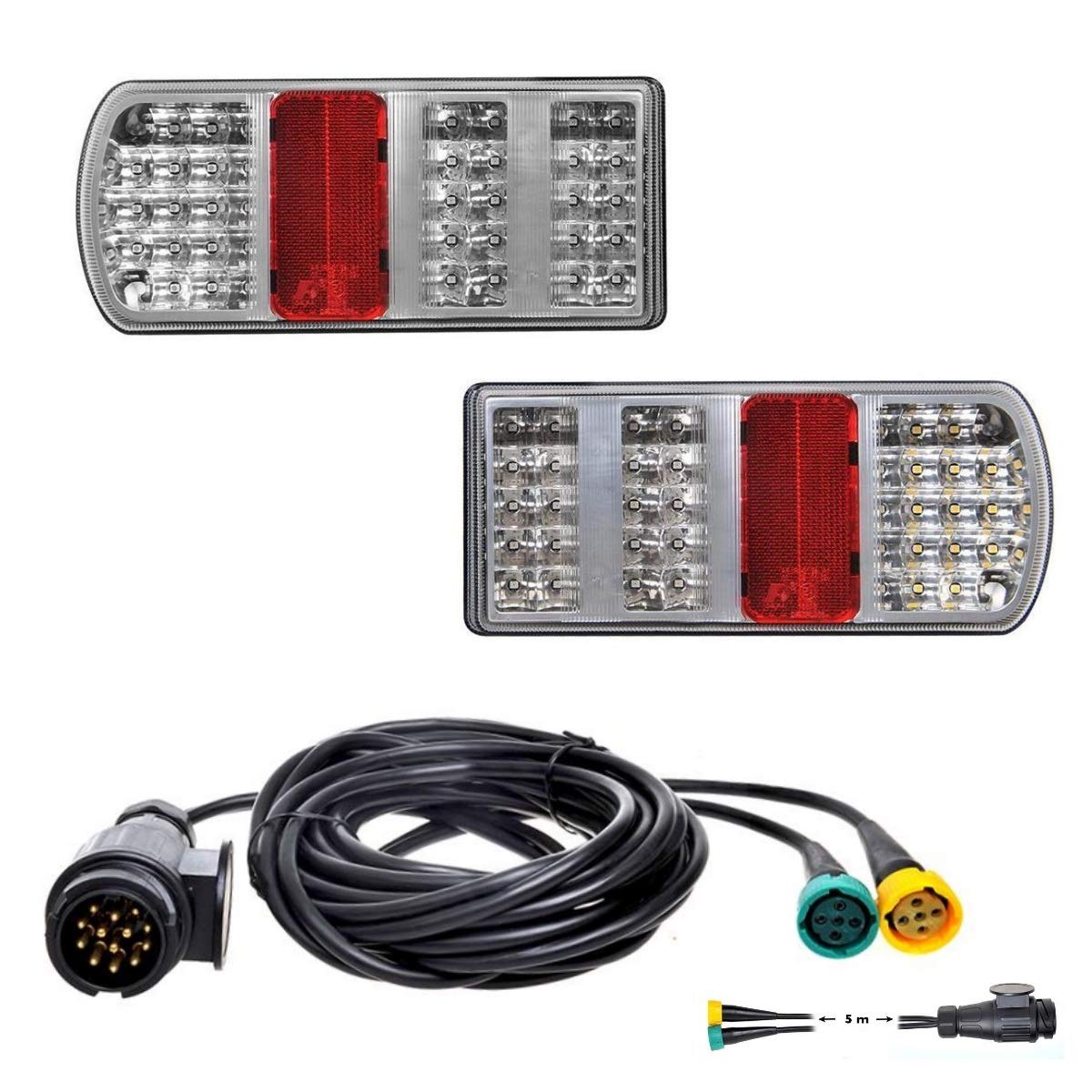 LED Rückleuchten Set Anhänger inkl. Kabelsatz 5m mit 13-polig Stecker von Cardepot24