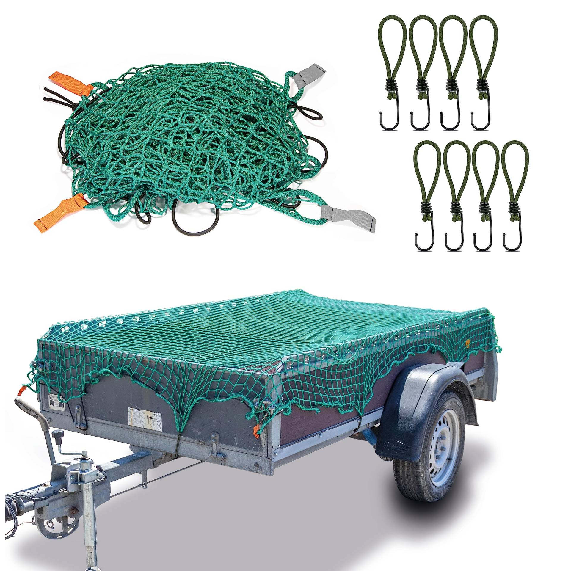 CargoVA® Intelligentes Anhängernetz 2x3M - Hängernetz mit Gummiseil, Eckenmarkierung und Haken - zur perfekten Ladungssicherung von CARGO VA Intelligent Vehicle Accessories