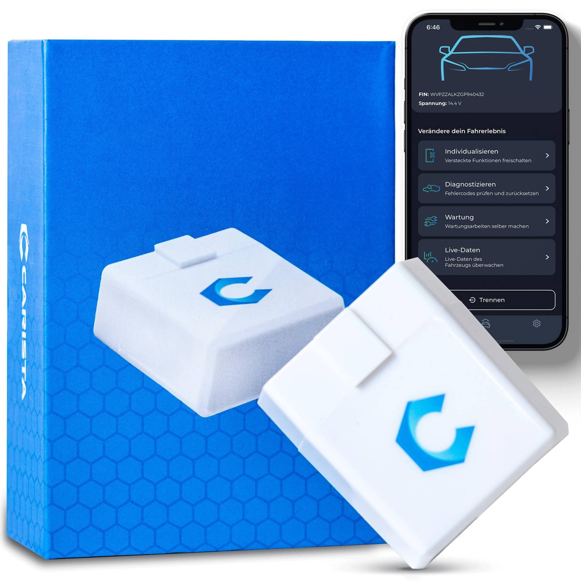 Carista OBD - Bluetooth Adapter: Diagnose, Anpassung, Wartung, Live-Daten von Carista