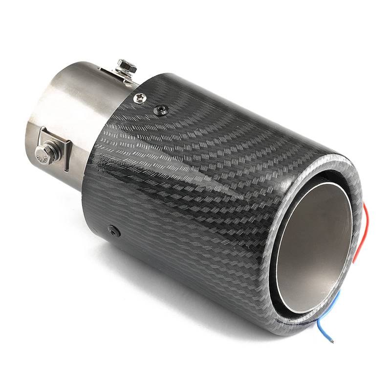 Carkio Car Exhaust Pipe Muffler Tip with Led Automobile Exhaust Muffler Tip Carbon Fiber Tail Pipe Racing Light 64mm Inlet-Rolled Style Blue Flame von Carkio
