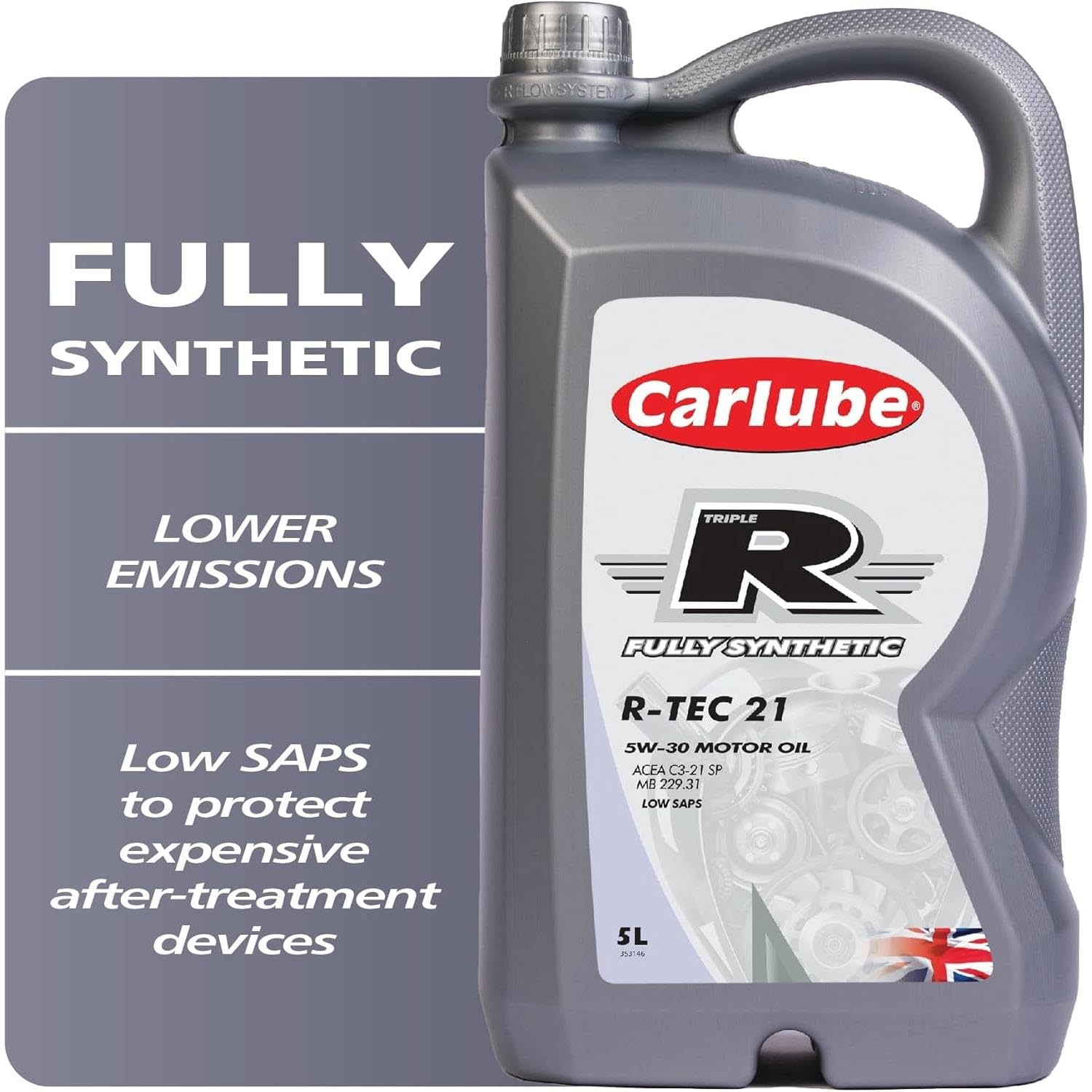 Carlube Triple R 5W-30 Vollsynthetisches Motoröl R-TEC 21, 5 L von Carlube