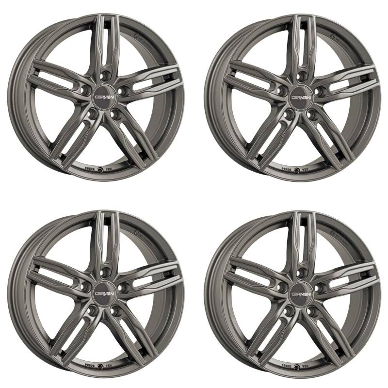 4x Carmani Felgen 14 Paul 6.5x16 ET50 5x112 hyper gun kompatibel mit VW Beetle Caddy Golf Plus Golf V Golf V Variant/Jetta Golf VI von Carmani