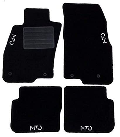 Carmats Fußmatten für Mito, Baujahr 2012 bis 2016, aus Teppichstoff mit Befestigungsklammern, 4 Logos. von Carmats