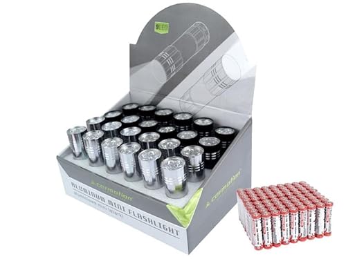 Carmotion Aluminium-Taschenlampe 9 LED, Anzeige 24 Stück, inkl. Batterien von Carmotion