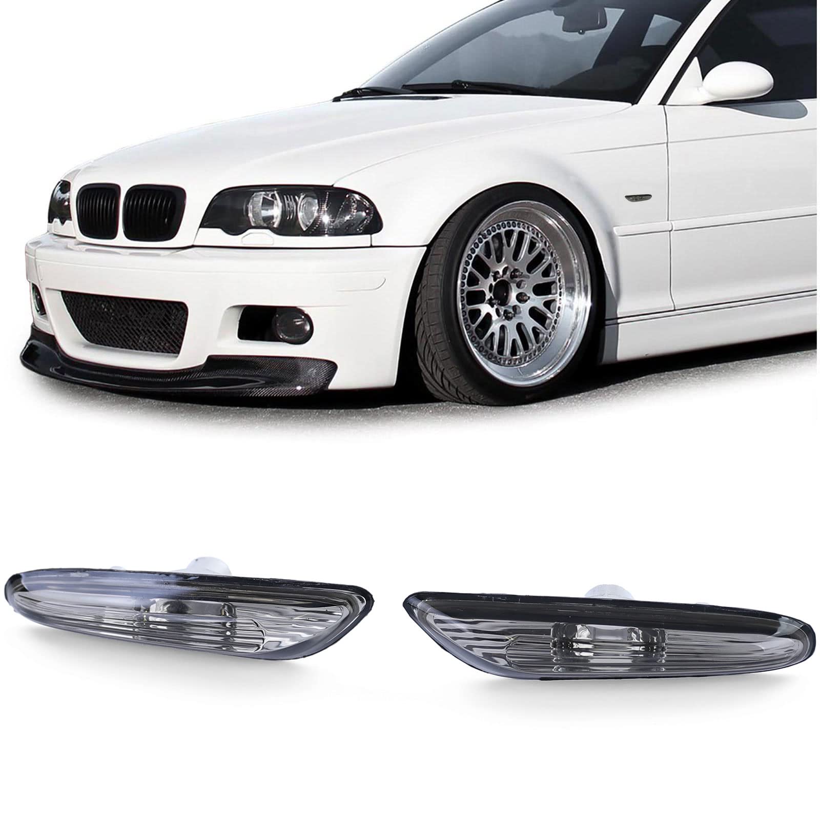 Seitenblinker Schwarz Smoke passend für BMW 3er E46 00-01 5er E60 E61 X3 E83 von Carparts-Online