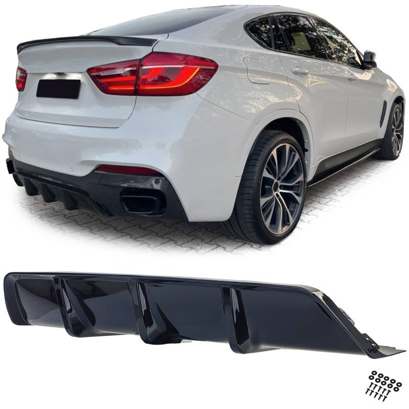 Heckdiffusor Diffusor Heck Stoßstange Schwarz Glanz für BMW X6 F16 ab 2014-2019 mit M-Paket von Carparts-Online GmbH
