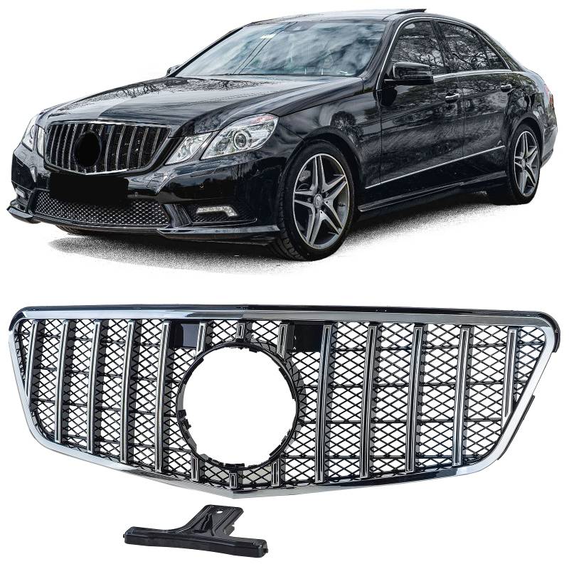 Kühlergrill Sportgrill Grill Chrom Schwarz Glanz für Mercedes E W212 S212 Vorfacelift 2009-2013 von Carparts-Online GmbH