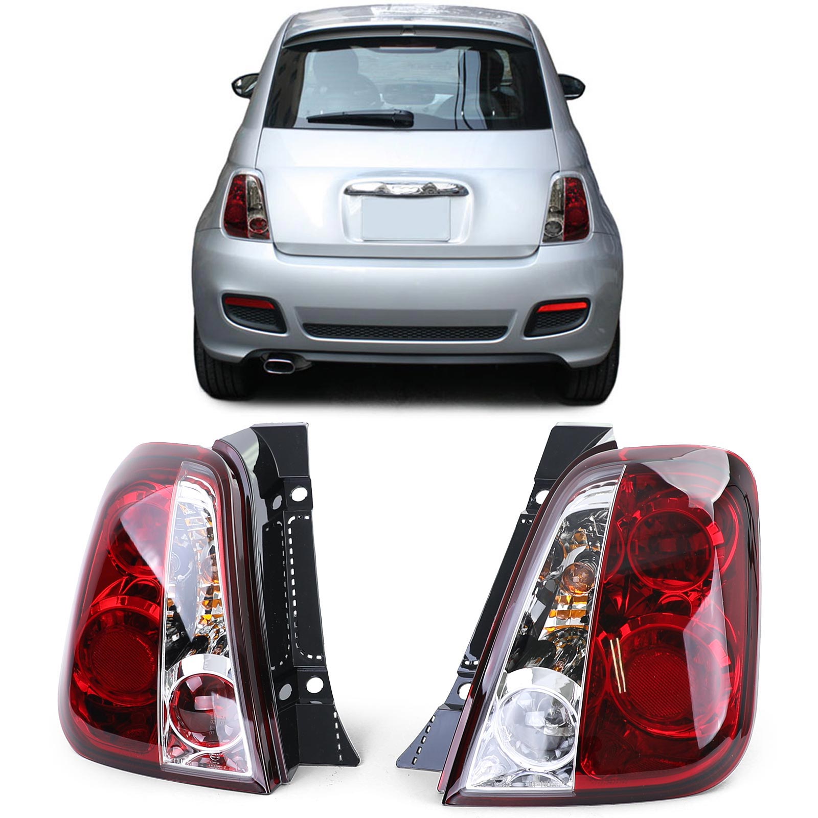 Rückleuchten Heckleuchten in Rot für Fiat 500 ab 2007- Rückleuchten Heckleuchten in Rot für Fiat 500 ab 2007- von Carparts-Online GmbH