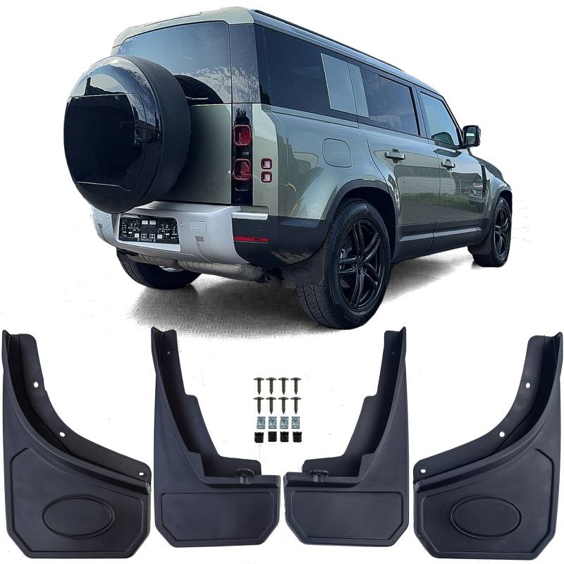 Schmutzfänger Spritzlappen VORNE + HINTEN Schwarz für Land Rover Defender L663 ab 2020- von Carparts-Online GmbH