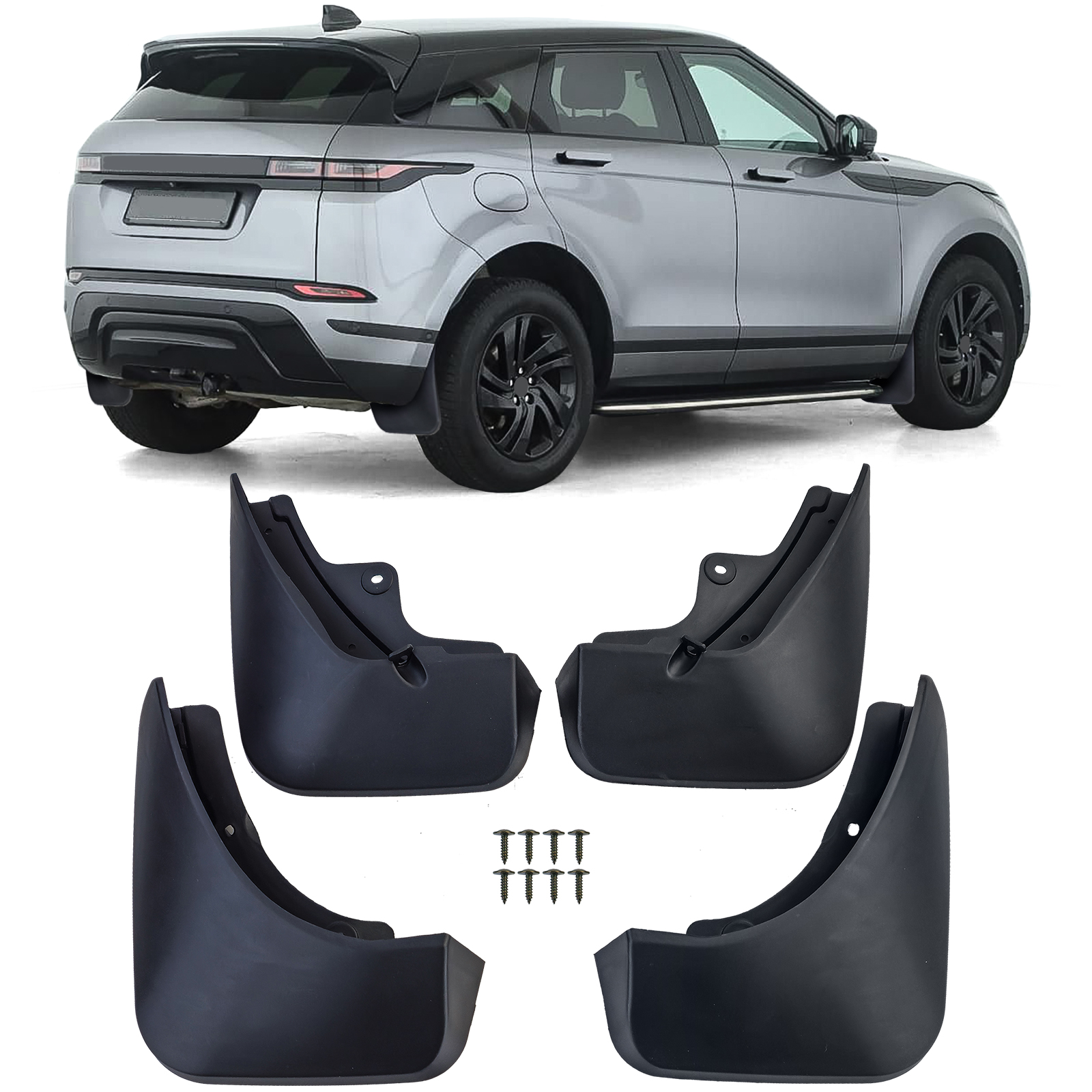 Schmutzfänger Spritzlappen VORNE + HINTEN Schwarz für Range Rover Evoque L551 ab 2019- Schmutzfänger Spritzlappen VORNE + HINTEN Schwarz für Range Rover Evoque L551 ab 2019- von Carparts-Online GmbH