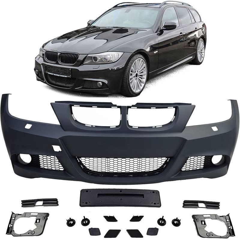 Sport Front Stoßstange Facelift Look + Gitter für BMW 3er E90 E91 2005-2008 von Carparts-Online GmbH