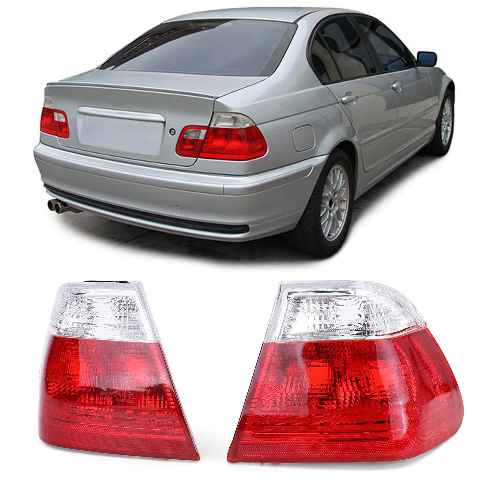 Rot Weisse Rückleuchten passt für 3er BMW E46 Limousine 98-01 Rot Weisse Rückleuchten passt für 3er BMW E46 Limousine 98-01 von Carparts-Online