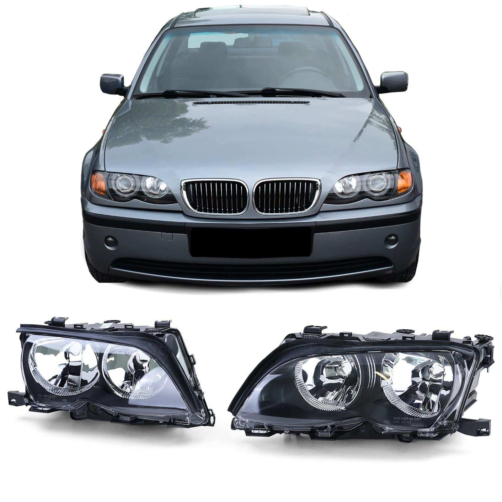 Scheinwerfer H7 H7 Paar mit Motor passend für BMW 3er E46 Limousine Touring 01- von Carparts-Online