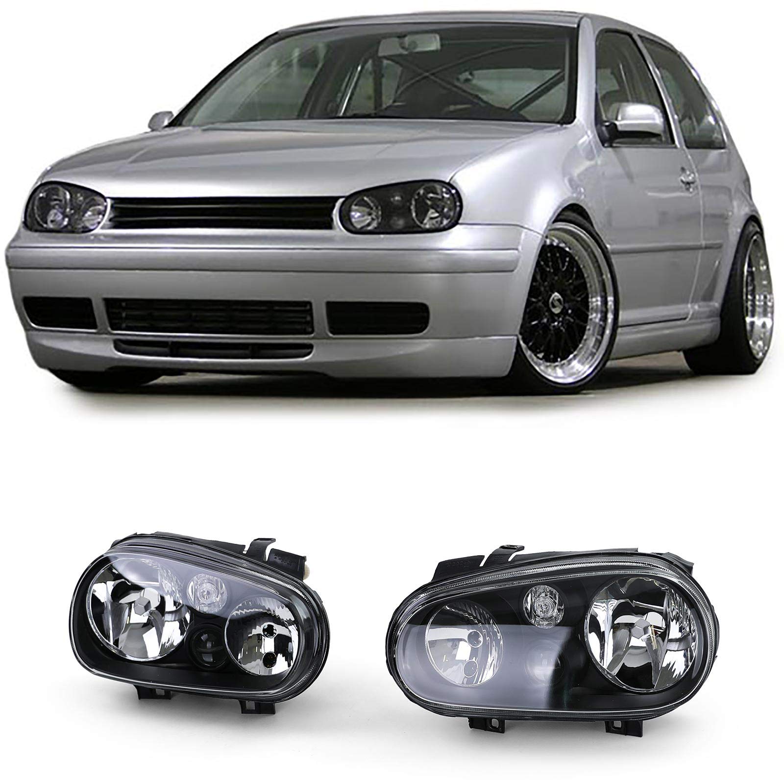Carparts-Online Klarglas Scheinwerfer mit Nebel Set Schwarz für VW Golf IV 4 97-03 von Carparts-Online