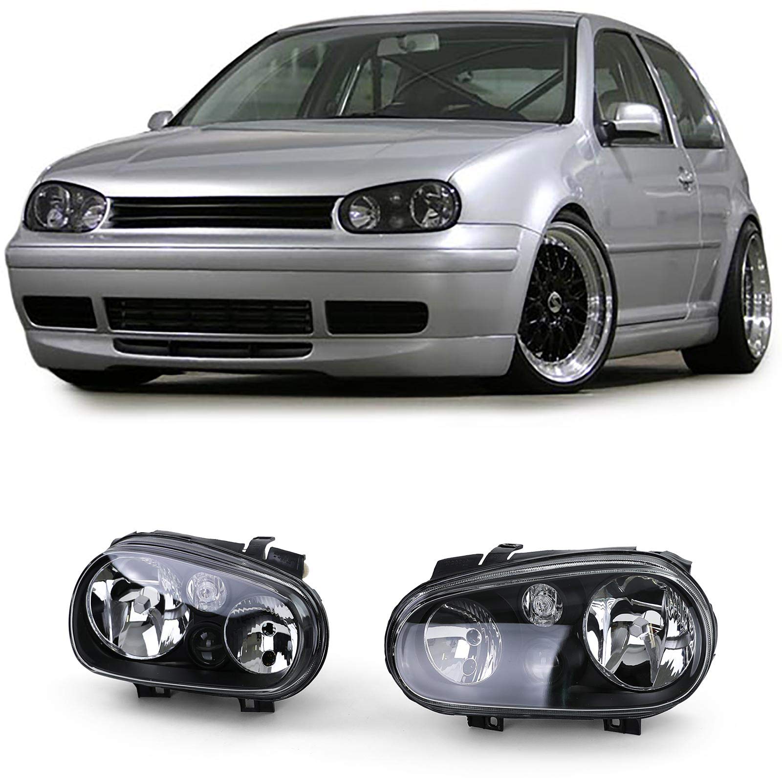 Klarglas Scheinwerfer mit Nebel Set Schwarz für VW Golf IV 4 97-03 Klarglas Scheinwerfer mit Nebel Set Schwarz für VW Golf IV 4 97-03 von Carparts-Online