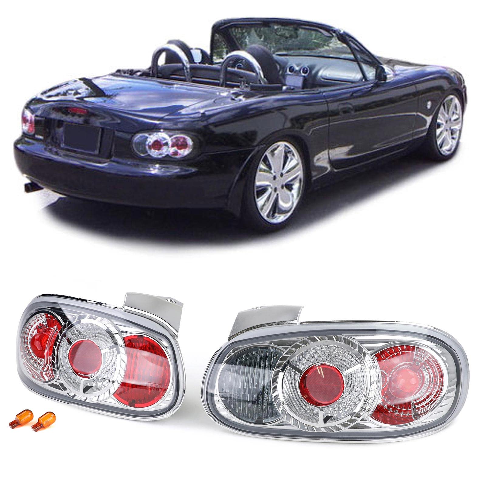Carparts-Online Klarglas Rückleuchten Chrom Paar passend für Mazda MX5 NB 98-05 Carparts-Online Klarglas Rückleuchten Chrom Paar passend für Mazda MX5 NB 98-05 von Carparts-Online