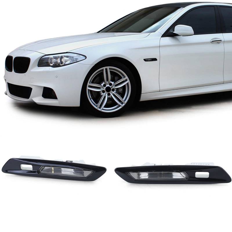 Klarglas LED Seitenblinker Schwarz Smoke passend für BMW 5er F10 F11 10-13 von Carparts-Online