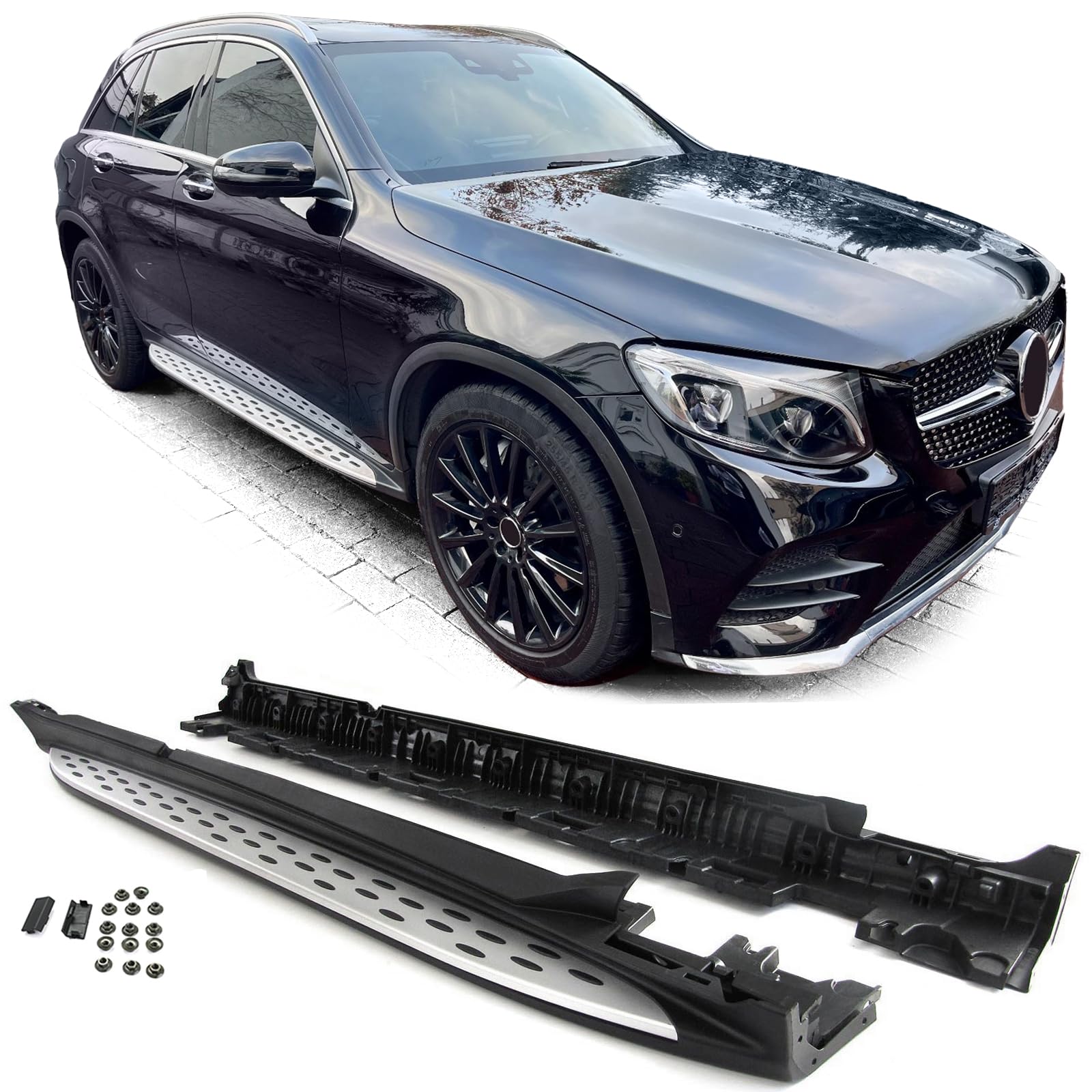 Alu Trittbretter Flankenschutz OE Style mit ABE !! für Mercedes GLC X253 ab 15 von Carparts-Online