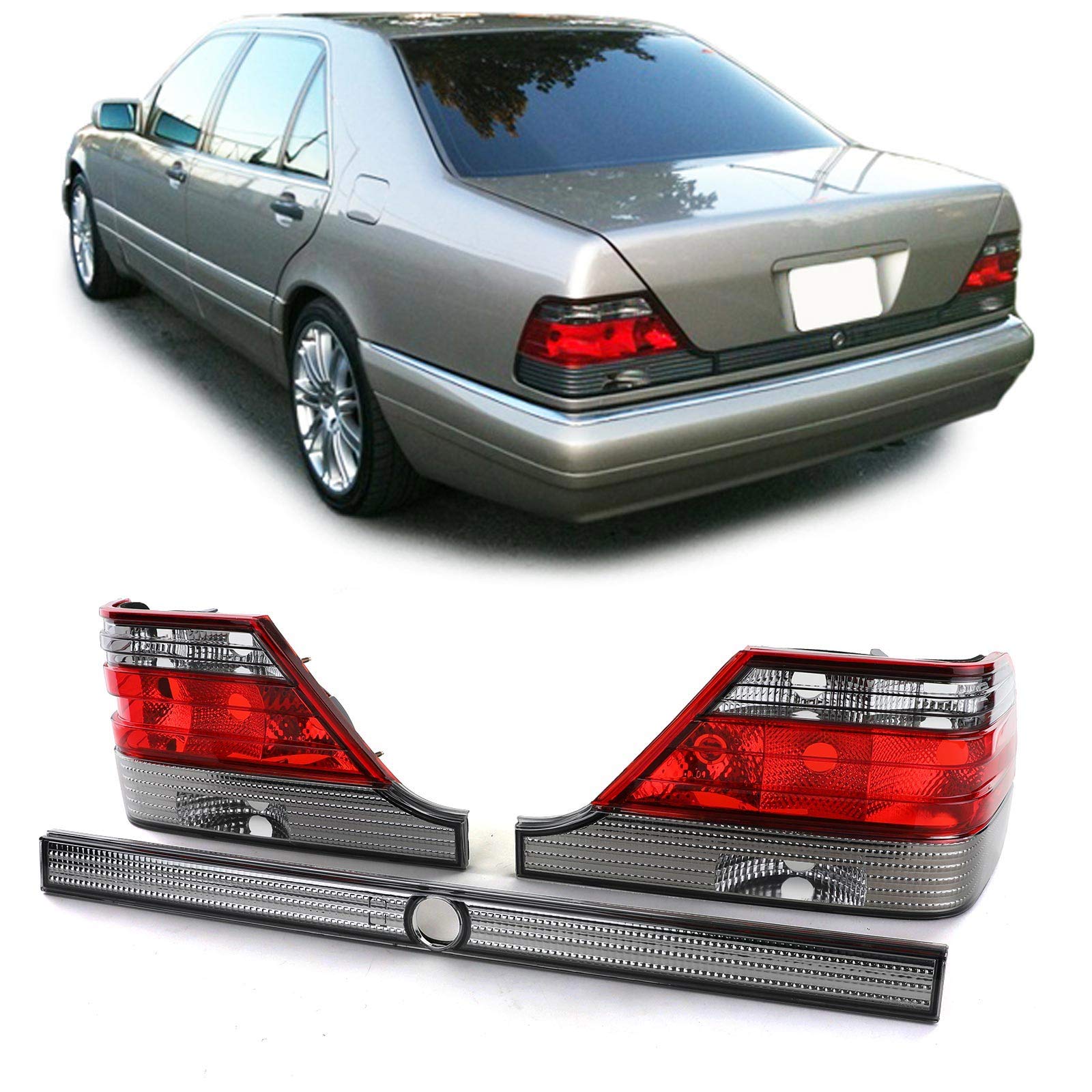 Carparts-Online Klarglas Rückleuchten Rot Schwarz mit Schlossleiste für Mercedes S W140 94-98 Carparts-Online Klarglas Rückleuchten Rot Schwarz mit Schlossleiste für Mercedes S W140 94-98 von Carparts-Online