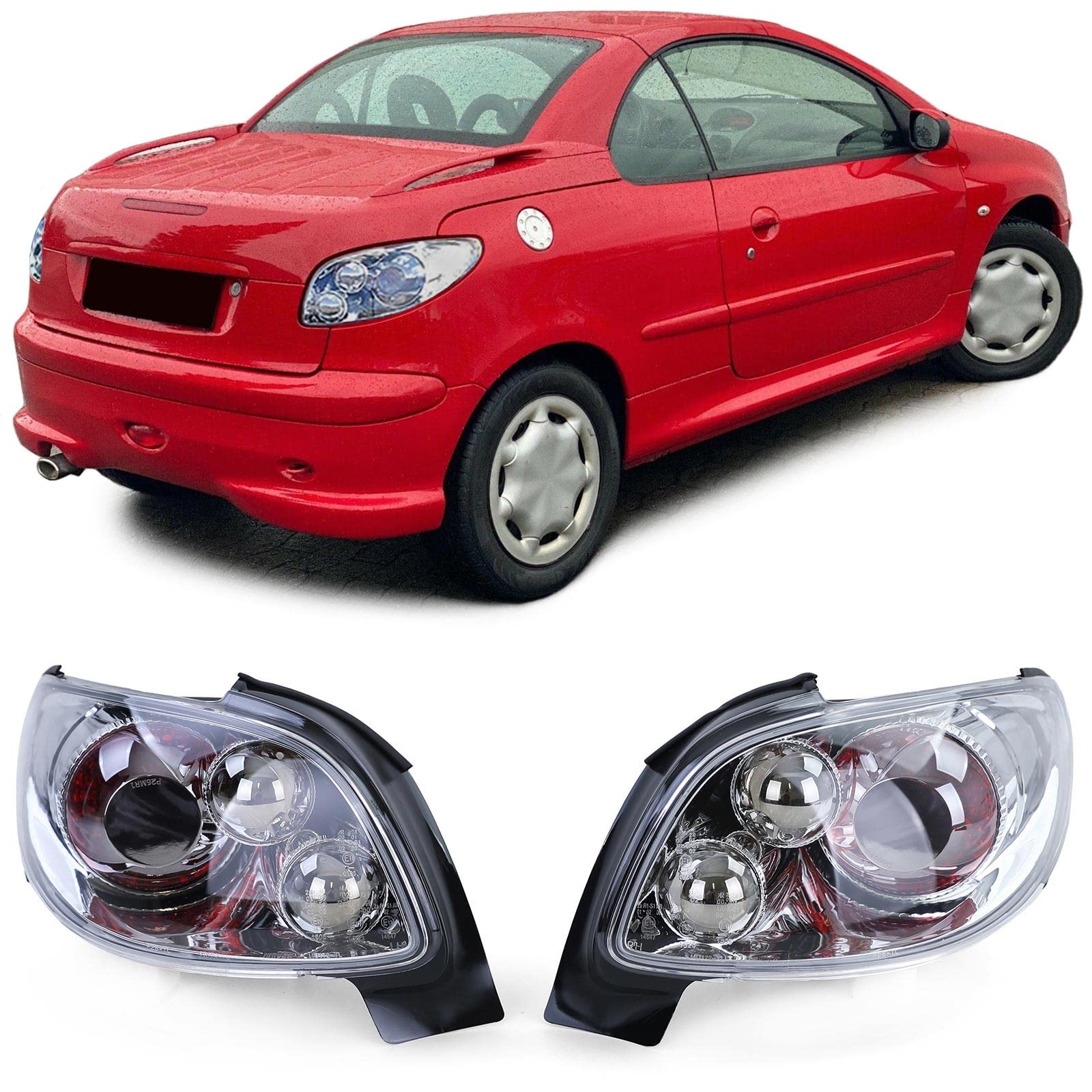 Carparts-Online Klarglas Rückleuchten Voll Chrom für Peugeot 206 CC Coupe Cabrio 00-08 Carparts-Online Klarglas Rückleuchten Voll Chrom für Peugeot 206 CC Coupe Cabrio 00-08 von Carparts-Online