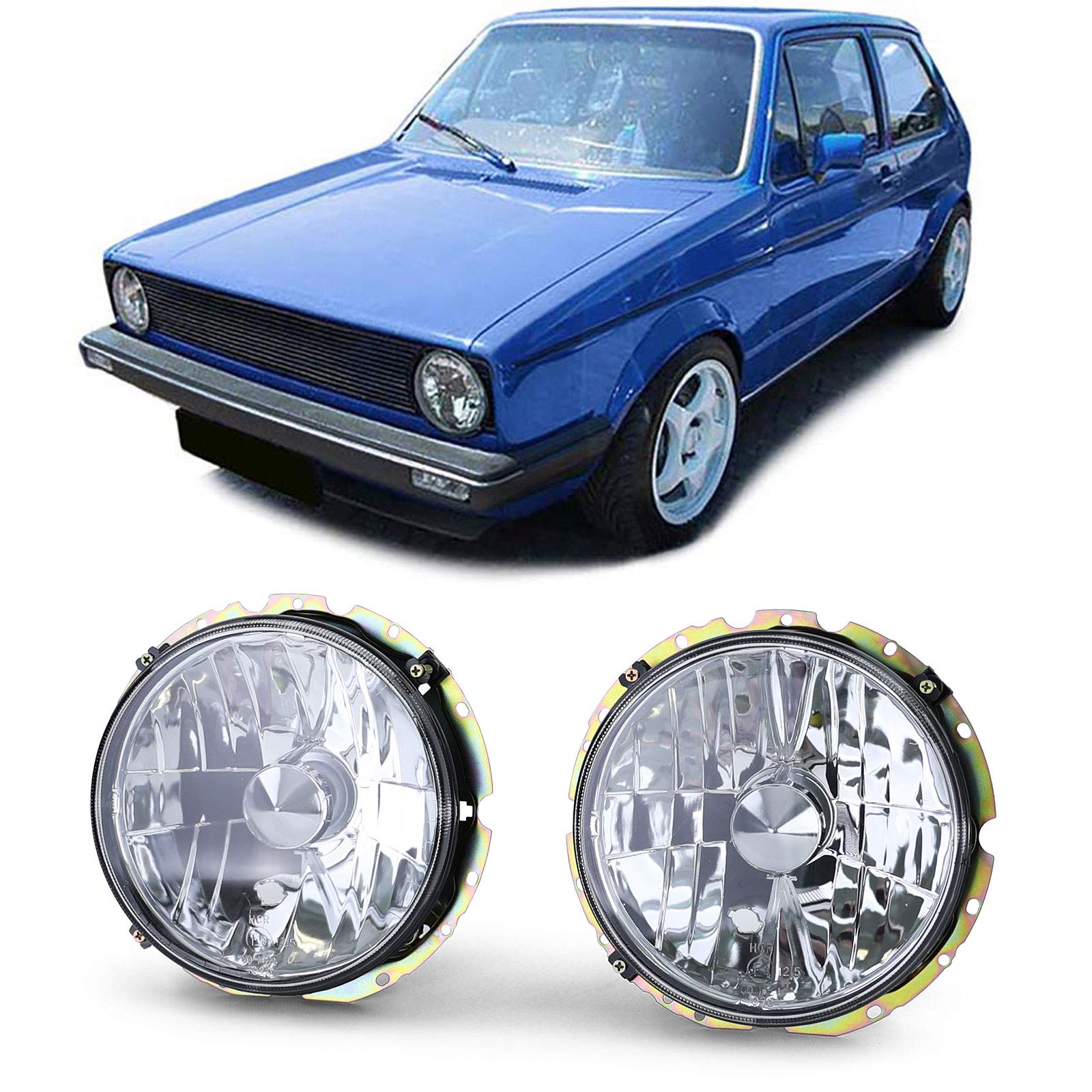 Klarglas Scheinwerfer H4 Chrom für VW Golf 1 74-83 Cabrio 83-93 Klarglas Scheinwerfer H4 Chrom für VW Golf 1 74-83 Cabrio 83-93 von Carparts-Online