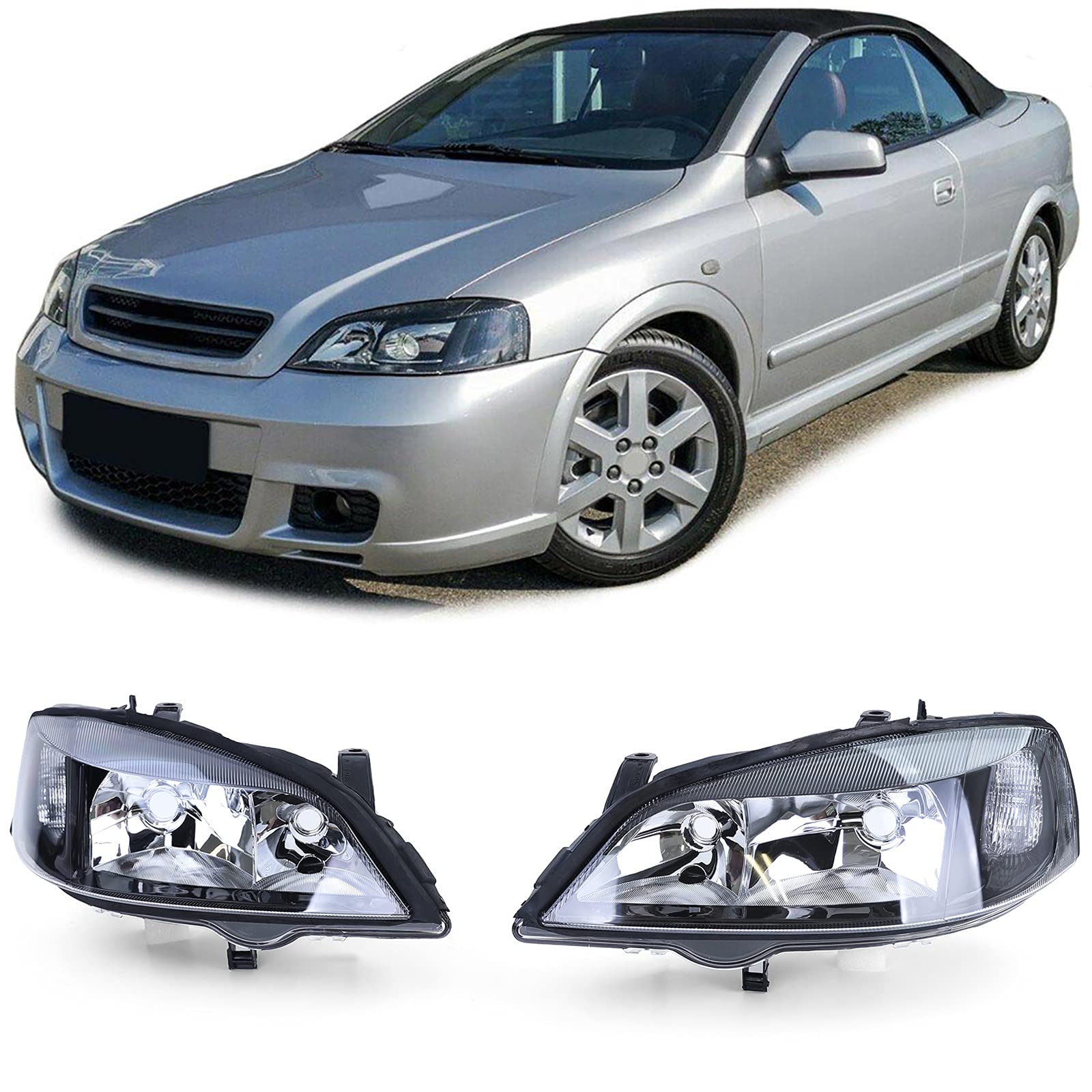 Carparts-Online Klarglas Scheinwerfer Schwarz für Opel Astra G 97-04 von Carparts-Online