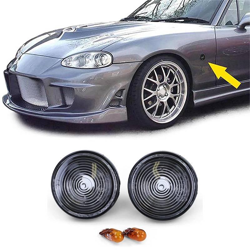 Carparts-Online Klarglas Seitenblinker Schwarz Smoke für Mazda MX-5 NA NB NBFL 89-05 von Carparts-Online