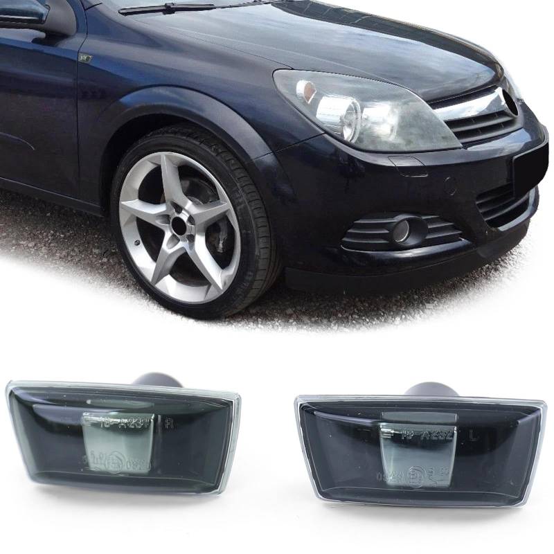 Carparts-Online Seitenblinker Schwarz Klarglas Paar für Opel Astra H Insignia Zafira Corsa D von Carparts-Online