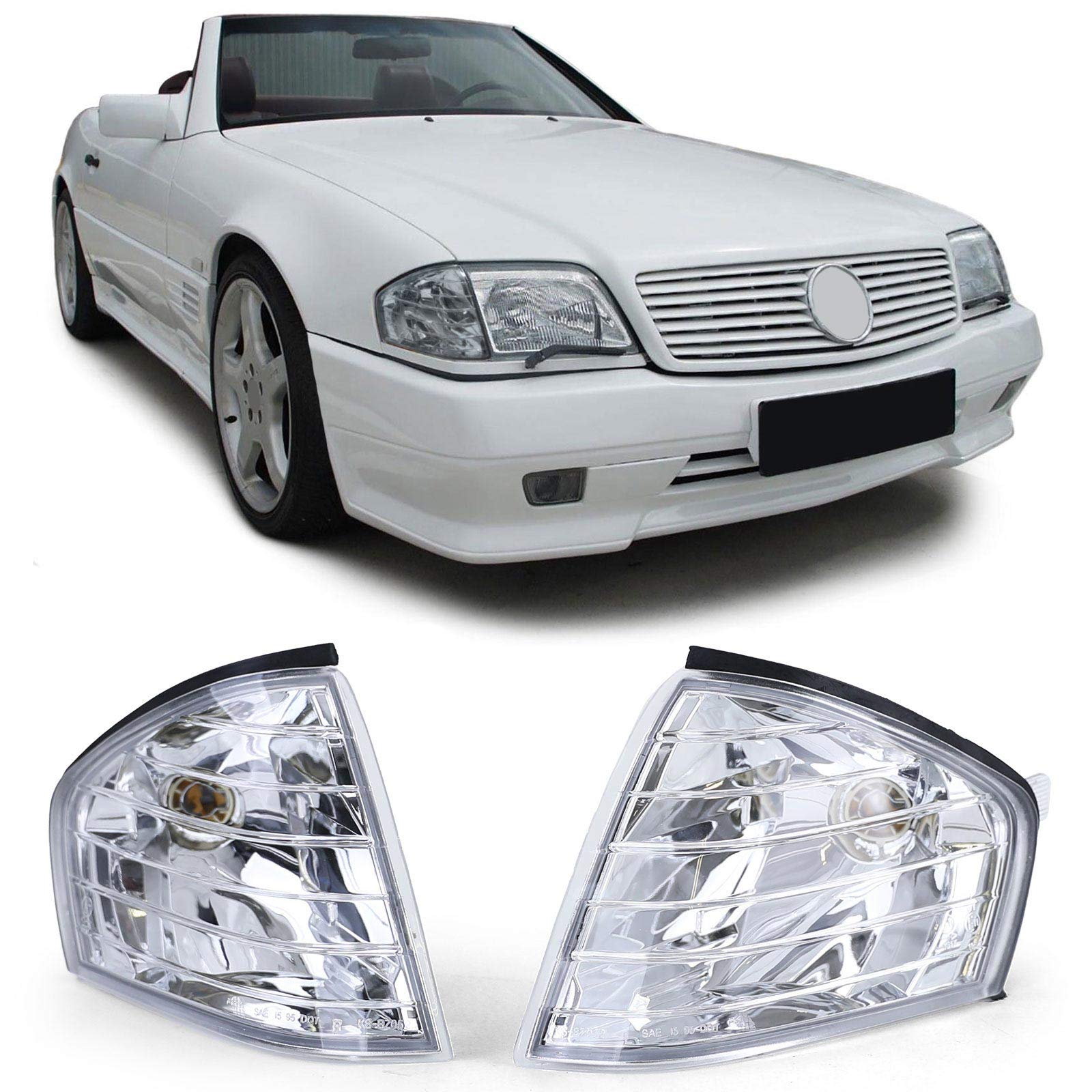 Klarglas Blinker Chrom Paar für Mercedes SL R129 89-01 Klarglas Blinker Chrom Paar für Mercedes SL R129 89-01 von Carparts-Online