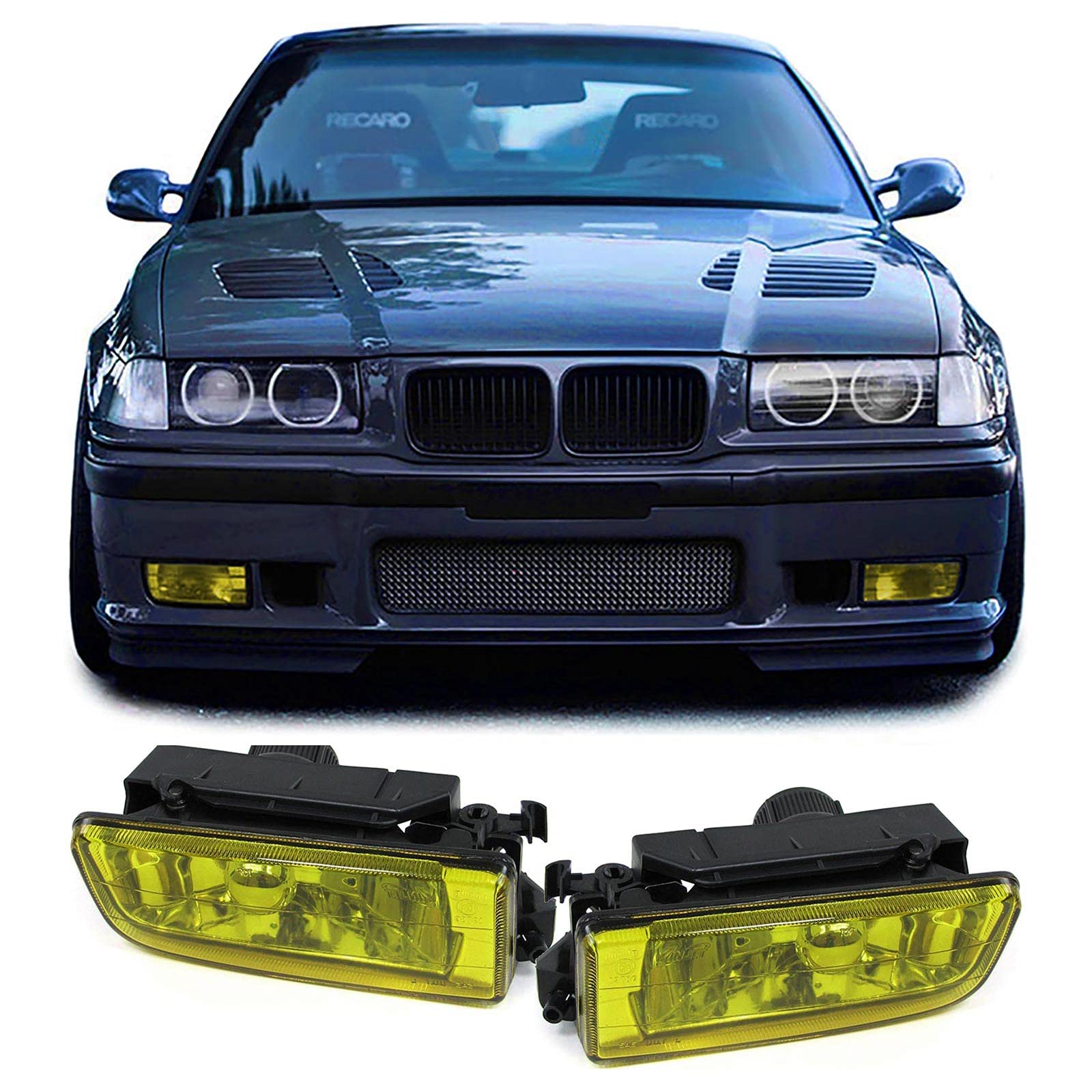 Klarglas Nebelscheinwerfer Gelb Set passend für 3er BMW E36 auch M3 90-99 Klarglas Nebelscheinwerfer Gelb Set passend für 3er BMW E36 auch M3 90-99 von Carparts-Online