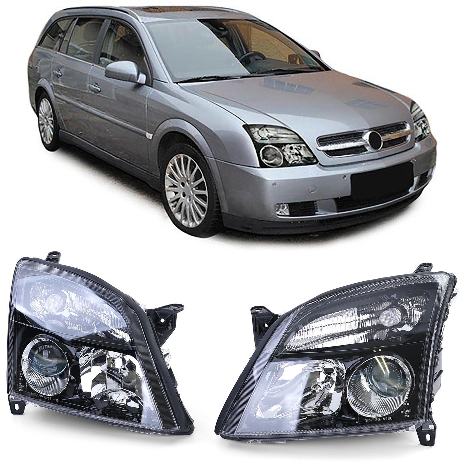 Klarglas Scheinwerfer Set Schwarz passend für Opel Vectra C + Signum 2002-2005 Klarglas Scheinwerfer Set Schwarz passend für Opel Vectra C + Signum 2002-2005 von Carparts-Online