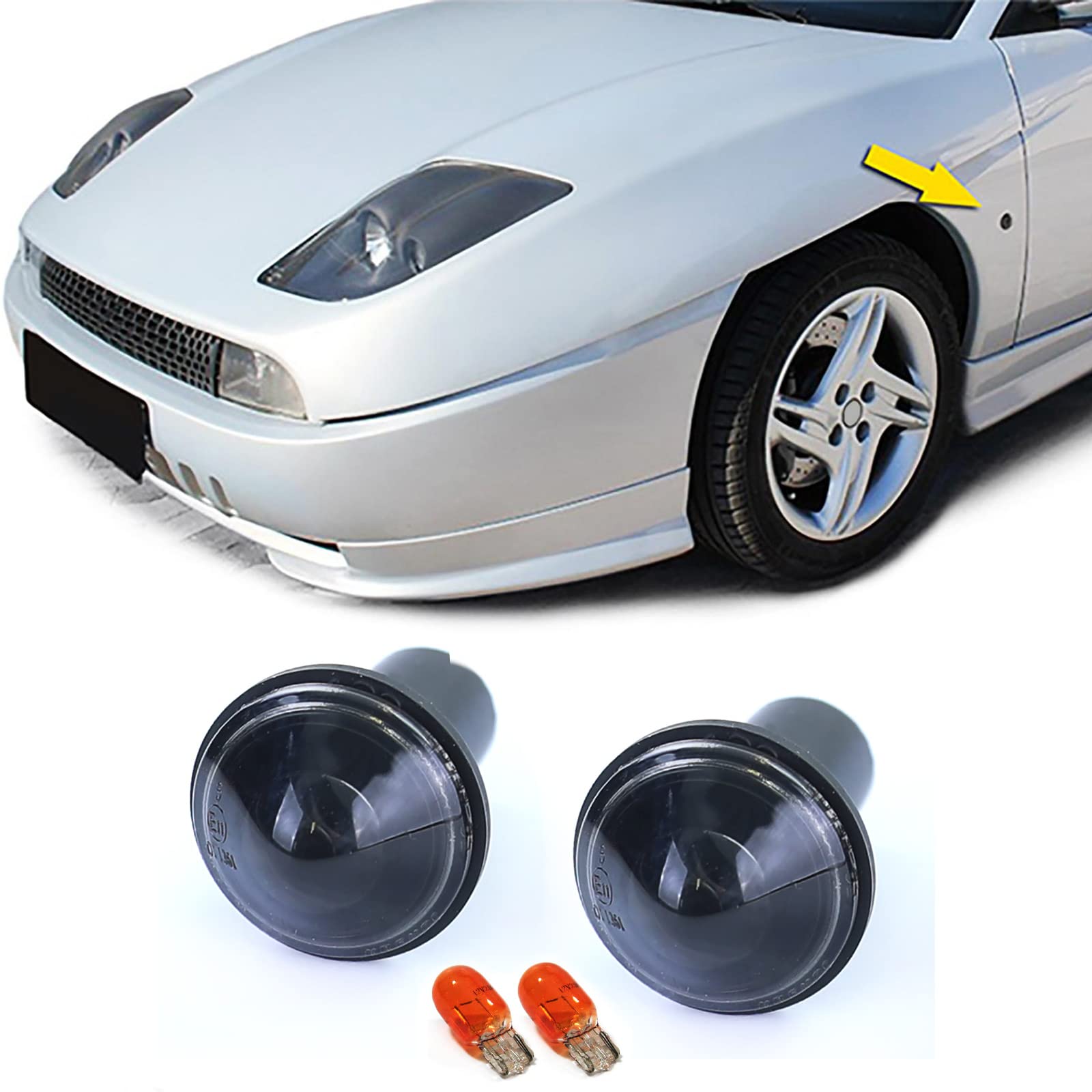 Klarglas Seitenblinker Schwarz Smoke passend für Fiat Coupe 175 94-00 Klarglas Seitenblinker Schwarz Smoke passend für Fiat Coupe 175 94-00 von Carparts-Online
