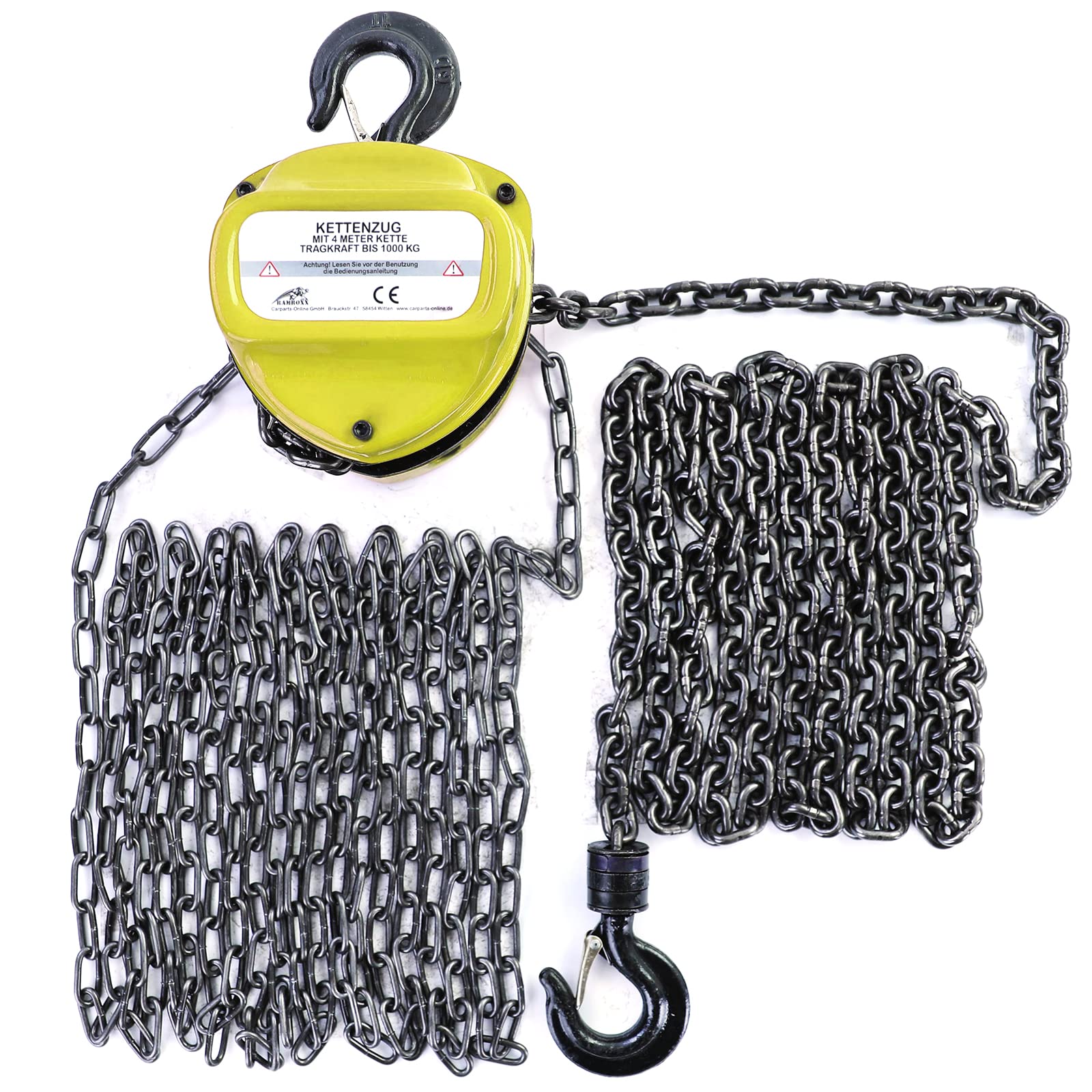 Ramroxx Profi Werkstatt Kettenzug Flaschenzug 4M bis 1T 1000kg Gelb Ramroxx Profi Werkstatt Kettenzug Flaschenzug 4M bis 1T 1000kg Gelb von Carparts-Online