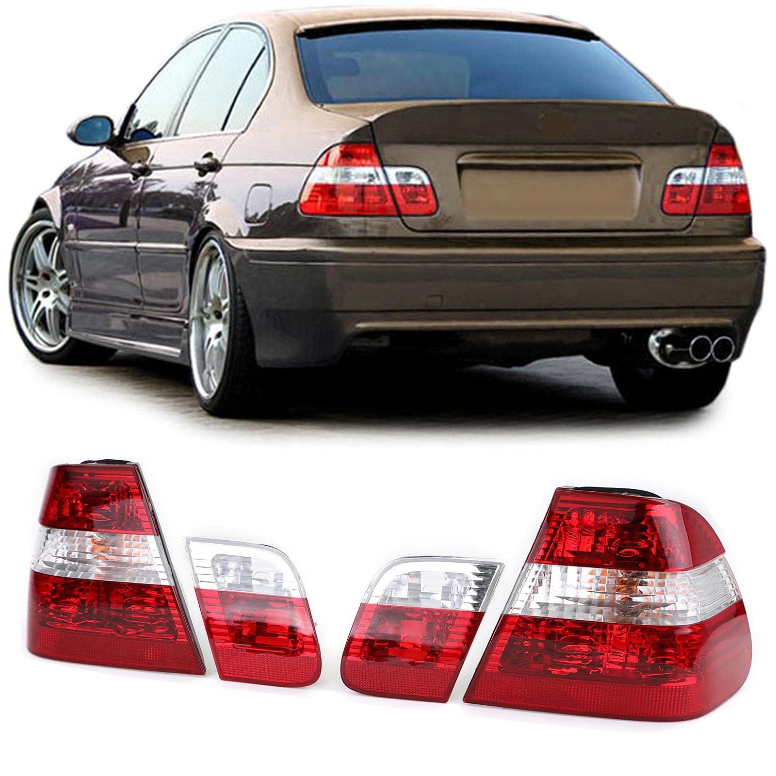 Rückleuchten Rot Klar Facelift Optik passend für BMW 3ER E46 Limousine 98-01 von Carparts-Online