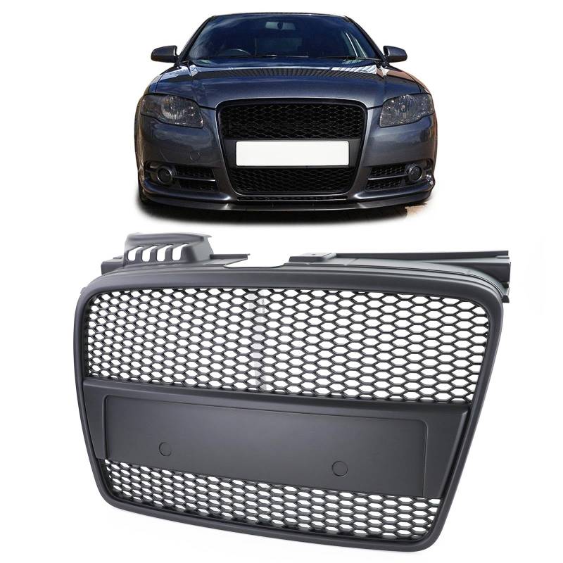 Waben Kühlergrill Schwarz für Audi A4 B7 04-07 + Cabrio von Carparts-Online