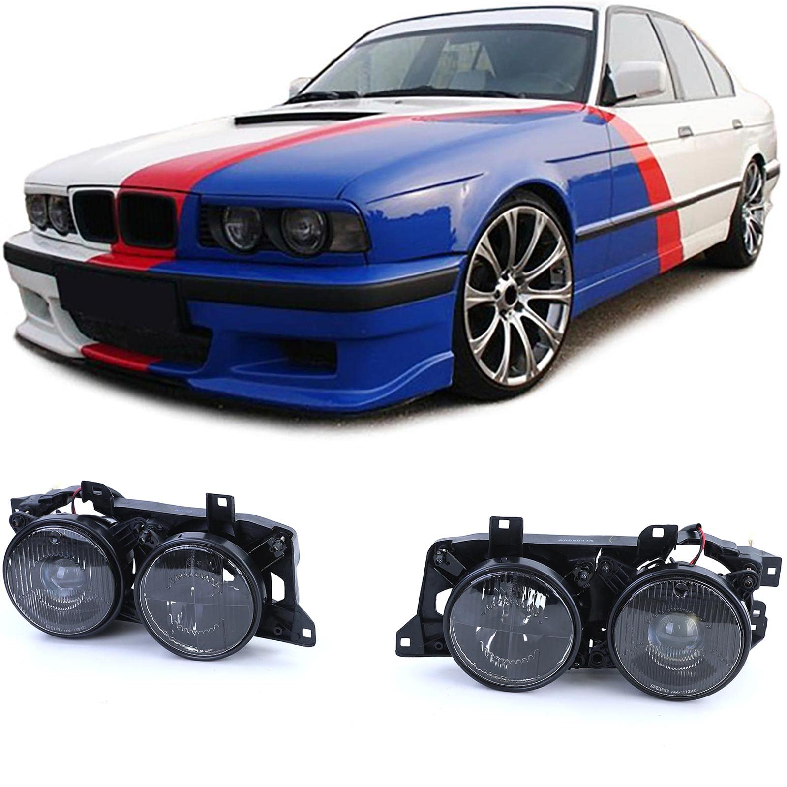 Scheinwerfer schwarz smoke Paar passend für BMW 5er E34 88-95 7er E32 88-94 von Carparts-Online