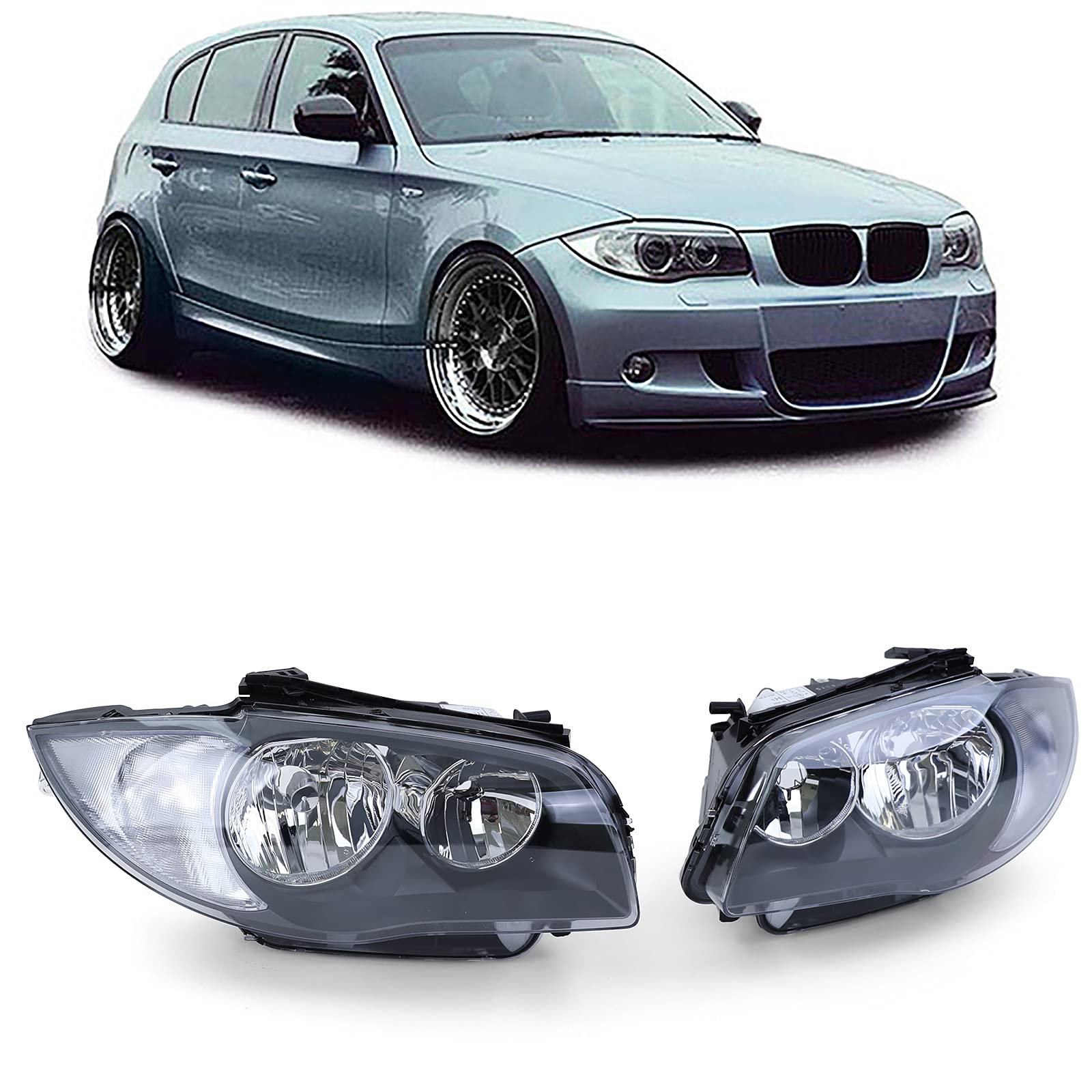 Schwarze Scheinwerfer H7 H7 Paar passend für BMW E81 E82 E87 E88 ab 04 Schwarze Scheinwerfer H7 H7 Paar passend für BMW E81 E82 E87 E88 ab 04 von Carparts-Online