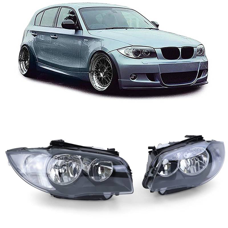 Schwarze Scheinwerfer H7 H7 Paar passend für BMW E81 E82 E87 E88 ab 04 von Carparts-Online