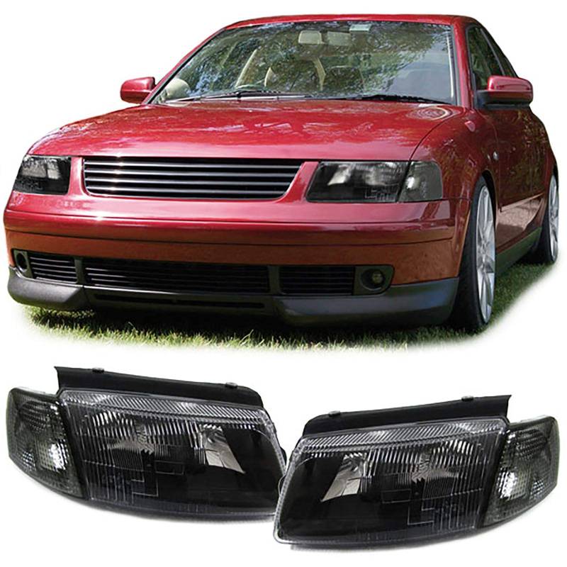Schwarze Scheinwerfer mit Blinker rechts links passend für VW Passat 3B 96-00 von Carparts-Online