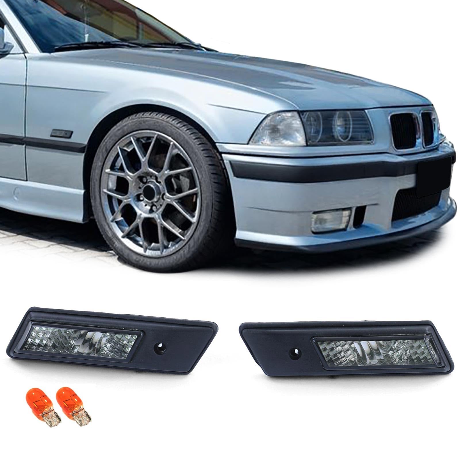 Seitenblinker Schwarz Smoke passt für BMW 3er E36 Vorfacelift 90-96 E34 88-95 von Carparts-Online