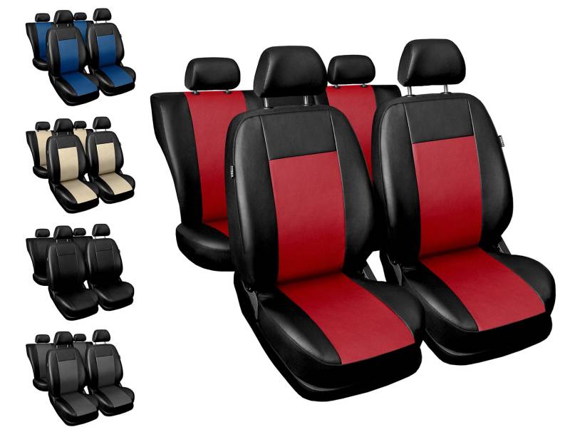 Carpendo Sitzbezüge Auto Set Autositzbezüge Schonbezüge Schwarz-Rot Vordersitze und Rücksitze - Airbag geeignet - Comfort von Carpendo